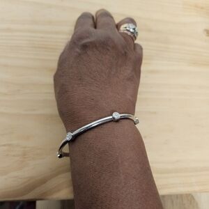 Vintage Graziano Silver-tone Thin Logo Bangle Bracelet